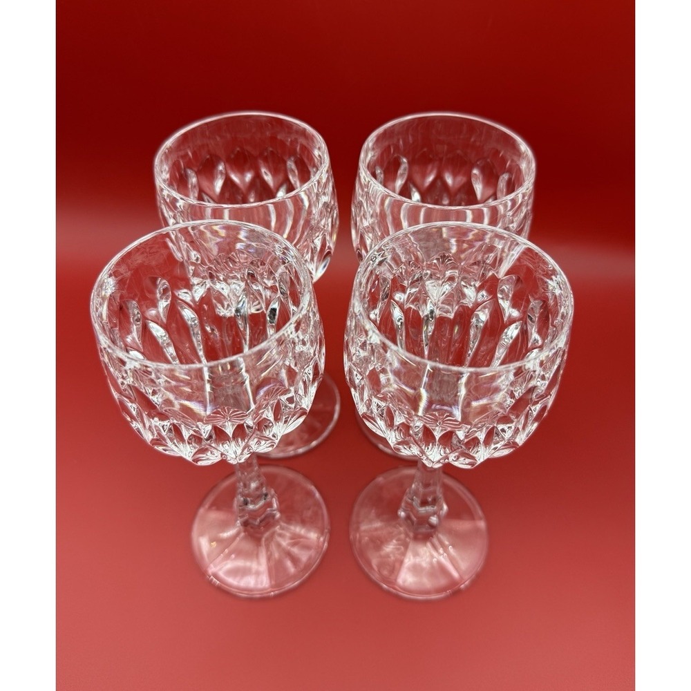 Vintage Nachtmann EDELWEISS Claret Crystal Wine Glasses Goblets Set of 4